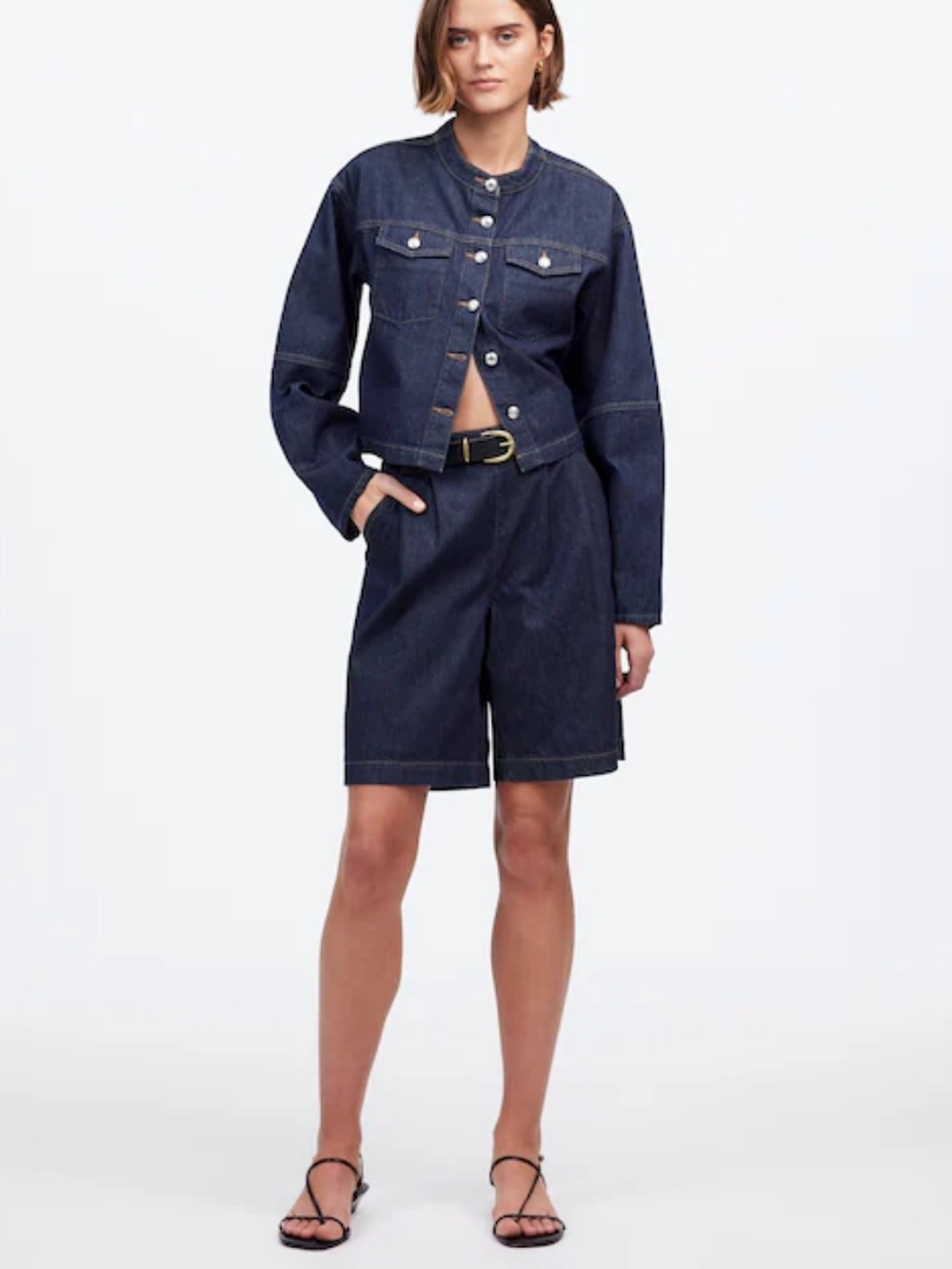 Madewell Pleated Denim Shorts in Essex Wash